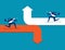 Running on the different arrow opposite direction. Concept business directional illustration, Flat cartoon vector design