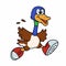 Running duck - color duck - funny bird