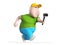 Running Fat boy holding action camera. 3d render