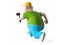 Running Fat boy holding action camera. 3d render