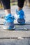 Running feet of young woman