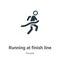 Running at finish line vector icon on white background. Flat vector running at finish line icon symbol sign from modern people