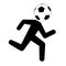 Running footballer with soccer ball