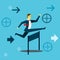 Running fore. Businessman running and jumping over obstacles in work. Concept business illustration.