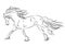 Running friesian horse sketch