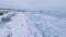 Running on the frozen beach in Vallenbaek Strand Denmark at winter season