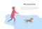 Running Girl with Small Dog in Wintertime Vector