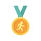 Running gold medal icon flat isolated vector