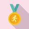 Running gold medal icon, flat style