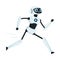 Running Humanoid or Robotic Device with Iron Limbs Vector Illustration