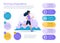 Running infographics. Woman running with city landscape, different data colorful elements. Vector illustration template