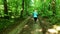 Running jogging in forest. woman training, running, jogging, fitness, runner-4k video