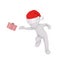 Running or leaping figure in santa hat