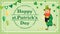 Running Leprechaun who carrying gold coins - St. Patrick`s Day Greeting card layout Design