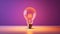 Running light bulb representing Innovation concept with purple background