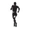 Running man, abstract vector silhouette. Front view marathon run