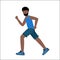 Running man. African runner isolated on a white background.