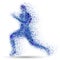 Running man.Blue particles composed runner.Abstract vector.Running man silhouette.