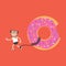 Running Man With Donut Health Concept