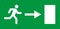 Running man and exit door sign. Vector icon, safety symbol. Escape help evacuation