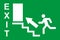 Running man and exit door sign. Vector icon, safety symbol. Escape help evacuation