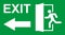 Running man and exit door sign. Vector icon, safety symbol. Escape help evacuation