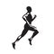Running man, isolated vector silhouette. Sprinting runner, side view