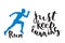Running man marathon logo jogging emblems label and fitness training athlete symbol sprint motivation badge success work