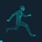 Running Man. Polygonal Design. 3D Model of Man.