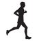 Running man, side view, isolated silhouette