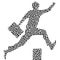 Running man silhouette with maze or labyrinth texture. Isolated