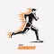 Running man vector symbol, outlined stylized silhouette