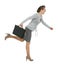Running modern business woman with briefcase