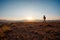 Running in the mountains.running athlete on the background of mountain peaks. Skyrunning. A person trains outdoors, leads an