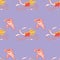 Running ostrich and mummy seamless pattern