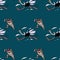 Running ostrich and mummy seamless pattern