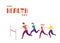 Running People and Lettering World Health Day on White Background