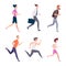 Running people. Marathon runners sport exercises jogging healthy activity lifestyle athletic runners exact vector