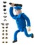 Running Plasticine policeman or officer with eye and mouth