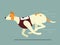 Running racing dog, English greyhound, illustration in cartoon flat style. Vector