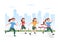 Running Racing Template Hand Drawn Cartoon Flat Illustration People Jogging for Long Distance Run Marathon Tournament Sport