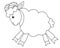 Running ram, farm animal - vector linear picture for coloring. Outline. Sheep, lamb - picture for coloring book