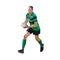 Running rugby player with ball, polygonal