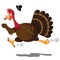 Running screaming cartoon turkey