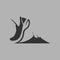 Running shoe in a mud puddle symbol on gray backdrop