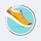 Running shoes icon.Shoes for training, sneaker isolated on blue