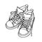 Running shoes, sneakers, trainers hand drawn in sketch doodle style. Outline drawing, vector illustration