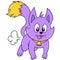 A running skunk with a happy laughing face, doodle icon image kawaii
