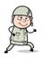 Running and Smiling - Cute Army Man Cartoon Soldier Vector Illustration