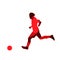 Running soccer player, abstract red silhouette